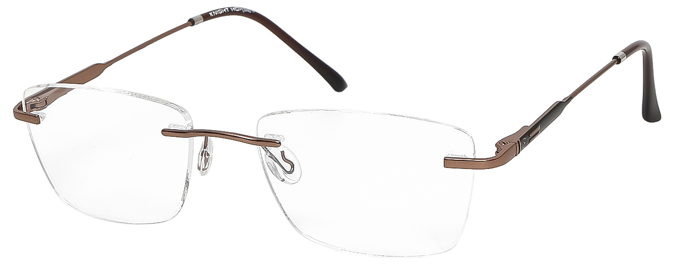 RECTANGULAR	EYEGLASSES		RIM LESS	LARGE	SIZE 53	TITANIUM	KNIGHT HORSE 	125025